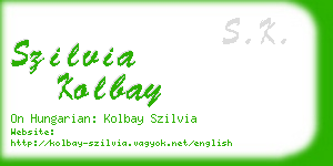 szilvia kolbay business card